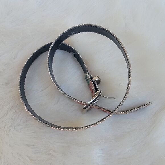 VTG Elite Fresno California Size M Multicolor Taperstry Print Studded Belt - Picture 2 of 3